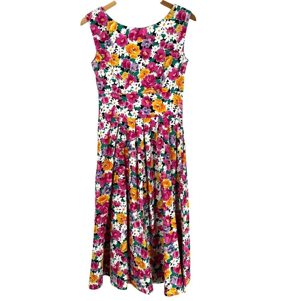 Rockabilly Vintage 80's/90's Lanz Floral Print Cotton Cottagecore Dress Size 6 - Picture 6 of 7